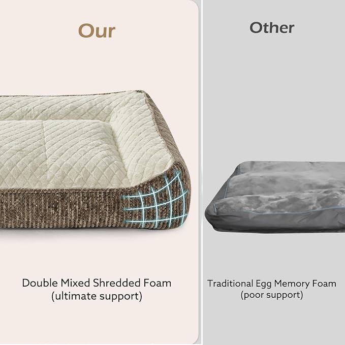 JOEJOY Extra Large Orthopedic Dog Beds Large Sized Dog, Extra Thick Supportive Big Dogs Bed with Sides, Ultra Soft Pet Bed Sofa, Beige, 48''x35''