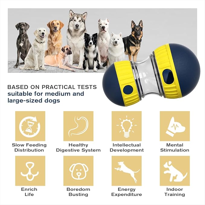 TLKNG Dog Enrichment Toy, Treat Dispenser Ball for Medium/Large Dogs | Kibble Puzzle Creates a Rewarding Indoor Challenge—Keeps Curious Pups Busy, Fights Boredom, Encourages Naturally Paced Eating