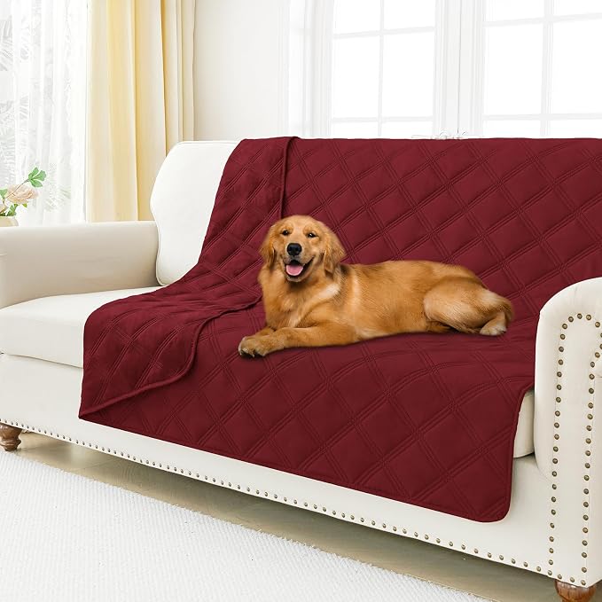 Smiry Waterproof Dog Bed Cover, Reversible Pet Blanket for Sofa Couch | Soft Washable Dog Blanket, Leakproof Couch Cover for Dogs Cats & Furniture Protection, 68x82, Wine Red/Wine Red