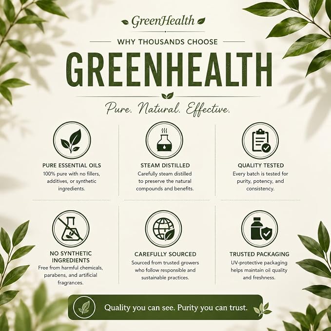 Tea Tree Essential Oil 1 fl oz – 100% Pure & Natural, Uncut & Undiluted – Therapeutic Grade for Diffuser, Aromatherapy, Home Use – Greenhealth