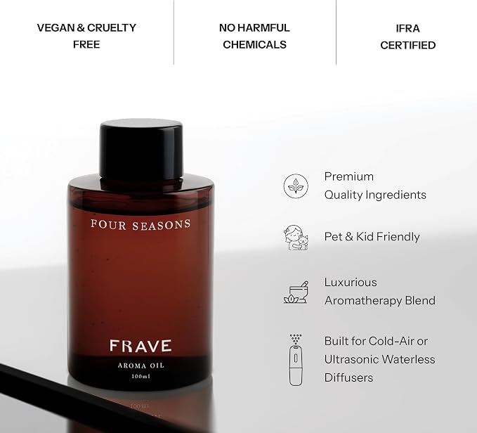 Four Seasons Hotel Diffuser Oil, 100ml 3.38 oz Aroma Oil, Scent Inspired by Four Seasons Hotels, Luxury Aromatherapy Refill Fragrance for Waterless Cold Air Diffusers, Home, Office, Hotel