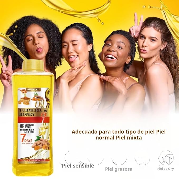 Turmeric & Honey Body Oil, Hydrating with Collagen & Sweet Almond Oil, 250ml, Moisturizing Nourishing for Face and Body Oil for All Skin Types, 8.45 fl oz