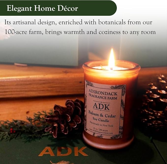 Adirondack Fragrance & Flavor Farm Balsam & Cedar Scented Candle 20 Oz | Proudly Poured in The USA, Natural Aromatherapy Wax for Relaxation, Home Décor, Kitchen, Gift and Living Spaces