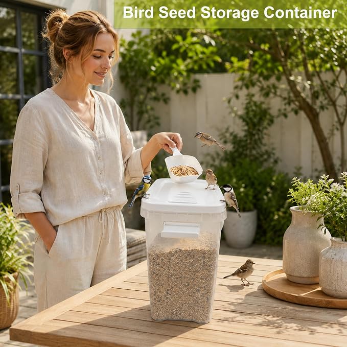 5-10 Lbs Airtight Cat Dog Food Storage Container, 8QT Compact Pet Food Bin