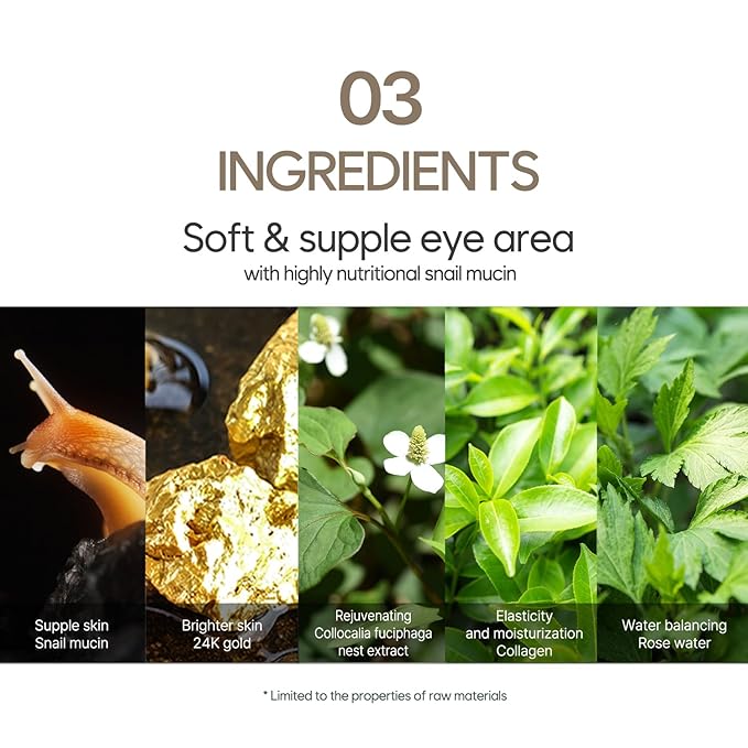 Petitfee Gold & Snail Hydrogel Eye Patch 60ea (30pairs) - 24k Gold Snail Eye Mask for Firming, Healthy Skin, Hydrating, Skin Elasticity, Snail Secretion Filtrate, Bamboo Extract, Green Tea Extract
