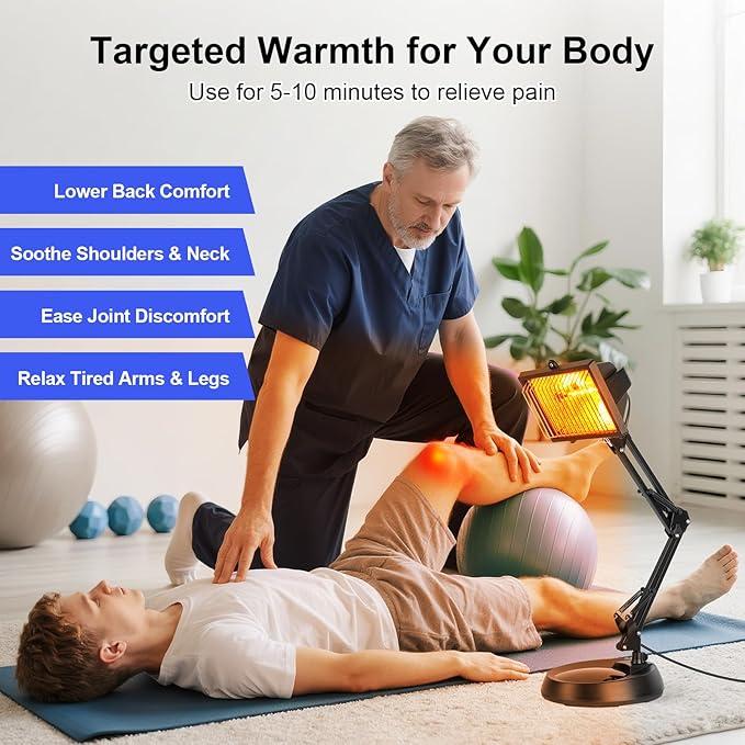 Infrared Light Heat Lamp, 150W Near Infrared Lamp Set for Body Muscle Neck Shoulder Joints Back Pain Relief, Heat Lamp Device with Adjustable Sturdy Stand Timer