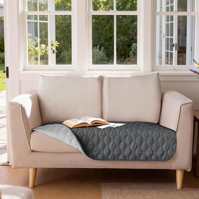 gogobunny 100% Double-Sided Waterproof Dog Bed Cover Pet Blanket Sofa Couch Furniture Protector for Puppy Large Dog Cat, Reversible (32x53 Inch (Pack of 1), Dark Grey/Light Grey)