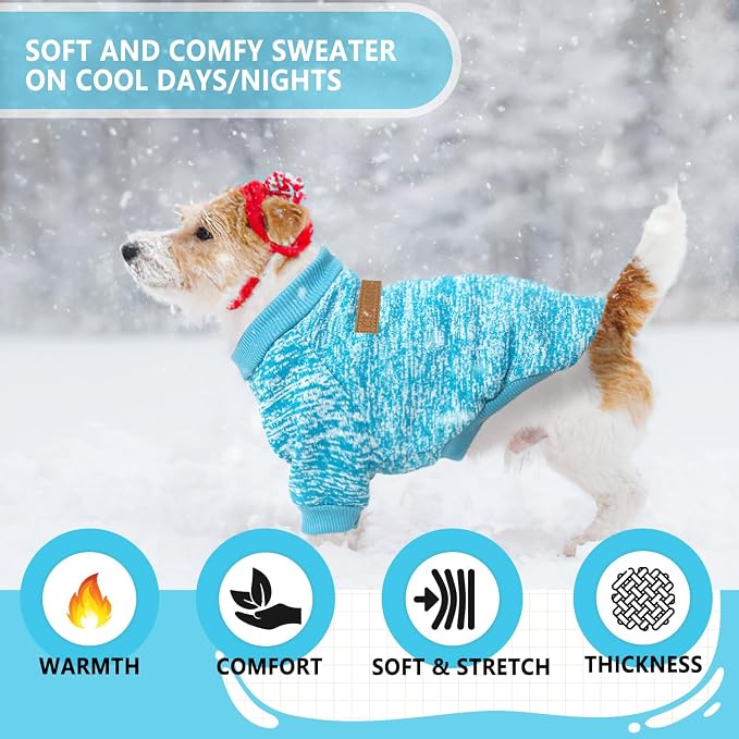 2 Pieces Dog Sweaters for Small Dogs Fall Winter Dog Clothes Male Fleece Puppy Clothes Warm Thick Outfit Pet Small Puppy Sweater for Boy Girl Doggies Teacup Yorkie Chihuahua,XXS