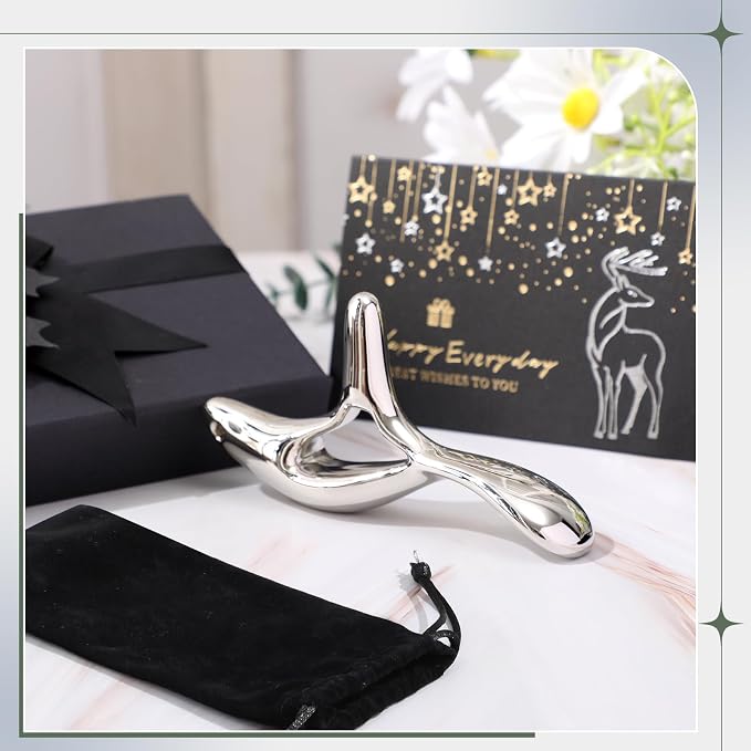 Nuanchu Massage Tool for Deep Tissue & Myofascial Release with Gift Box, Muscle Scraper for Full Body Pain Relief, Thumb Protector for Elephant Christmas White Gift Acupressure & Gua Sha Therapy