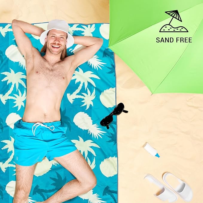 Gogreen Quick Dry Sand Free Beach Towel for Travel Pool Lightweight 71x32 in Absorbent Microfiber Oversized Towels Yoga Bath Camping Sport - Stylish Unique Gift - Sea Turtle