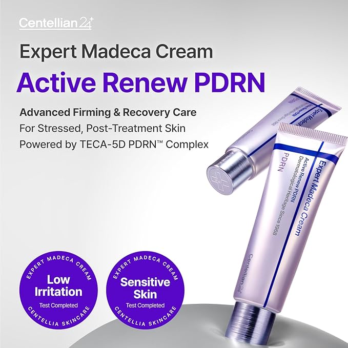 CENTELLIAN 24 Expert Madeca Cream Active Renew PDRN (Firming Cream, 1.69 fl oz) – Elasticity, Soothing & Hydrating Face Moisturizer with TECA-PDRN, Hyaluronic Acid & Glutathione, Korean Skin Care
