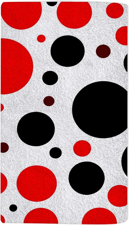 Orange Black Polka Dot Hand Towel Face Towels Suit Travel Sports Pool Swimming Bath Camping Spa Gym Yoga,15x30 Inch