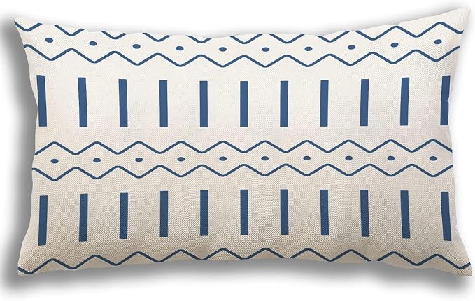 YCOLL Lumbar Pillow Covers 12x20 Set of 4, Modern Sofa Throw Pillow Cover, Decorative Outdoor Linen Fabric Pillow Case for Couch Bed Car, Light Blue