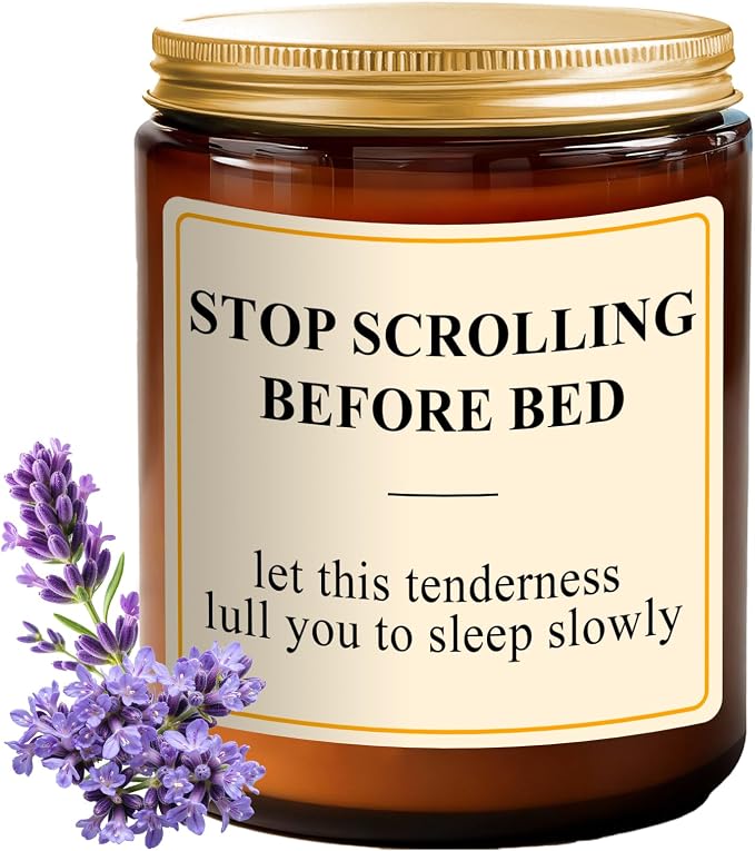 Lavender Candle for Relaxation - Aromatherapy Candles for Stress Relief & Sleep - 7oz Soy Candles for Home Scented, Calming Candles Gifts for Women Soothing Relaxing - Stop Scrolling Before Bed
