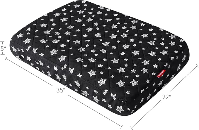 Waterproof Dog Bed Covers Replacement Lovely Black Star Print, 22x35 Inches | Washable Pet Hair Easy to Remove, Noiseless Quilted Puppy Pet Bed Cover , for Dog/Cat, Cover Only