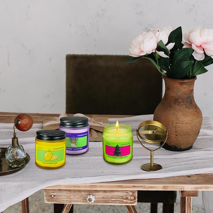12 Pack Candles for Home Scented, Colored Frosted Jar Aromatherapy Candle Gifts for Women, Natural Soy Wax Candle Set, Scented Candles Set for Birthday Valentine Mother's Christmas Day Present