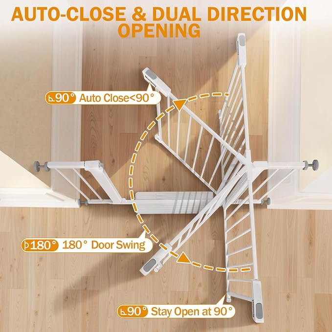 Mumeasy 29.7-43" Baby Gate for Stairs & Doorways, Pressure Mounted Dog Gate