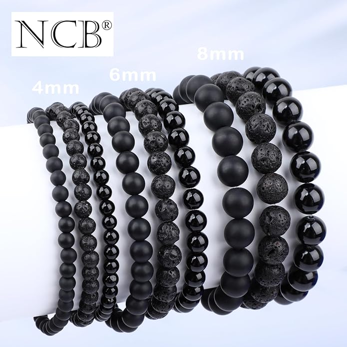 NCB 2.3-Piece 4mm Natural Crystal Gemstone Stretch Bracelets – Handmade Reiki Energy Healing Jewelry for Meditation,Yoga, Unisex