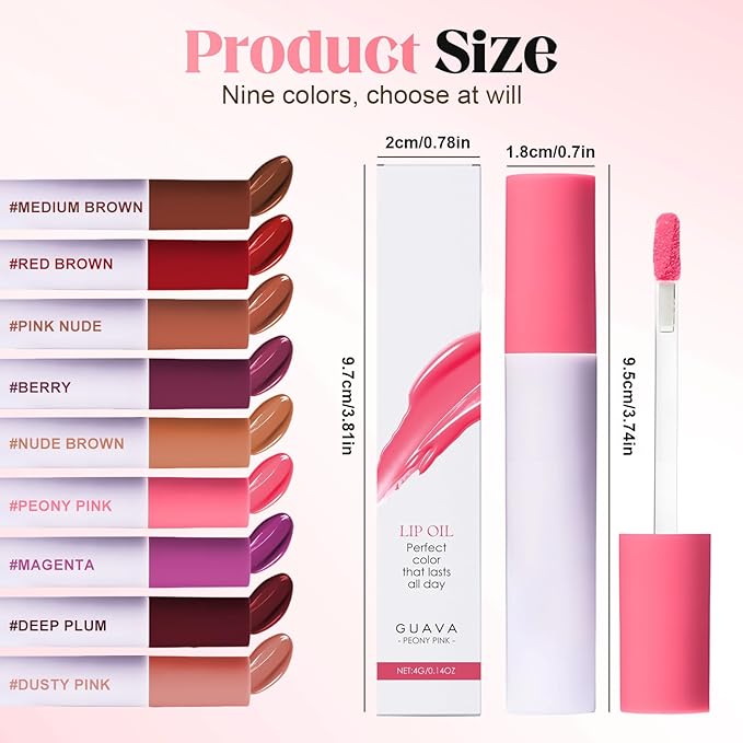 Lips Staining Lip Oil, 2025 Upgrade Lips Staining Long-Lasting Moisturizing Lip Oil Both an Oil and a Stain, Dynamic Finish Lip Tint Lips Oil Glossy Creamy Texture for Girl and Women (FIRST SARI)