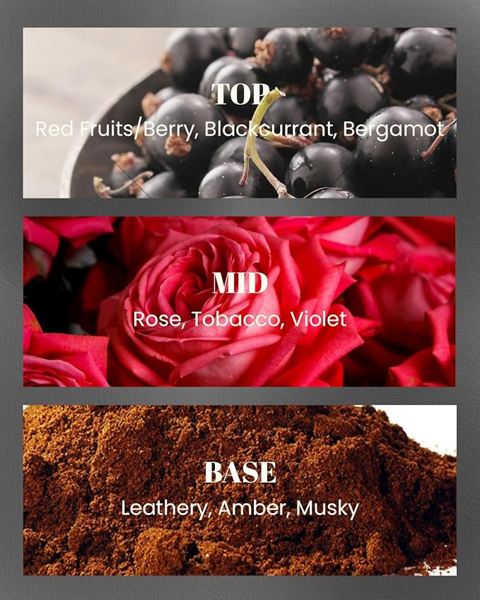 M&SENSE Tobacco Leather Berries Vegan Soy Candle, 10oz | 42-Hour Long Burning, Winter Home Fragrance, Cozy Relaxation, Housewarming Gifts for Father