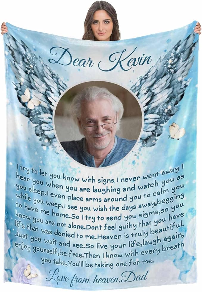 Custom Memorial Blanket with Photo - Sympathy Gift for Loss of Loved One