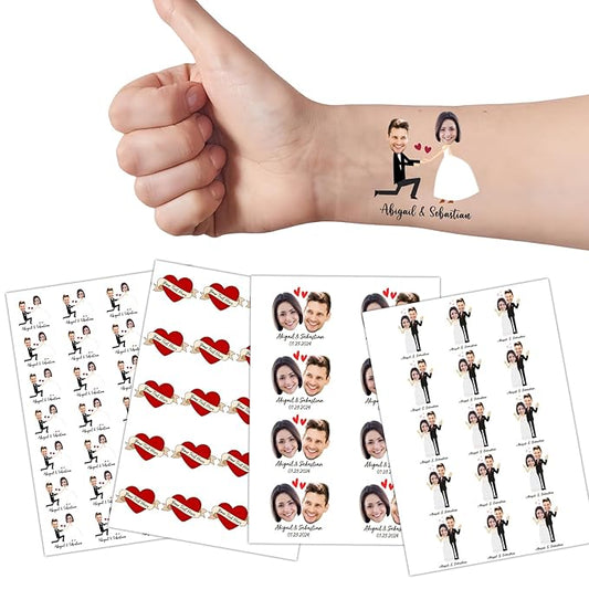 Ubmpj Custom Temporary Tattoos Personalized Temporary Tattoos with Photo Face Name Text for Graduation Bachelorette Birthday Party Wedding Bride Groom