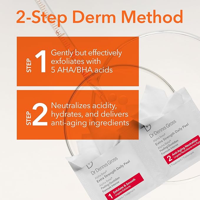 Dr. Dennis Gross Alpha Beta Extra Strength Daily Peel: for Oily Skin, Uneven Tone or Texture, Wrinkles or Enlarged Pores (30 Treatments)