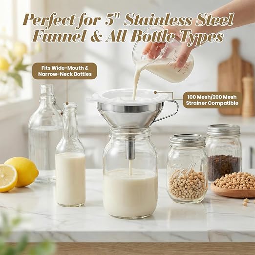 4 Pack Food-Grade Plastic Strainers, Filter Juice for Soybean Milk, Tea, Coffee, Honey Juices Wine and Liquid Transfer