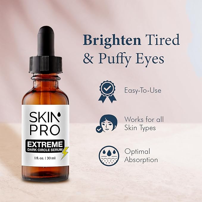 SkinPro Dark Circles Under Eye Treatment - Eye Serum Anti Aging Wrinkles, Improve Puffy Eye Bags & Uneven Skin Tone - All Skin Types, Skin Care