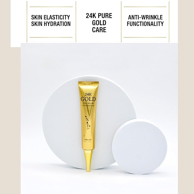 LEBELAGE 24K Gold Eye Cream [2 Pack] - K-Beauty Anti-Aging Korean Skincare with Pure Gold - Firming & Hydrating Under Eye Cream for Dark Circles, Puffiness and Wrinkles (1.35 fl.oz x 2)