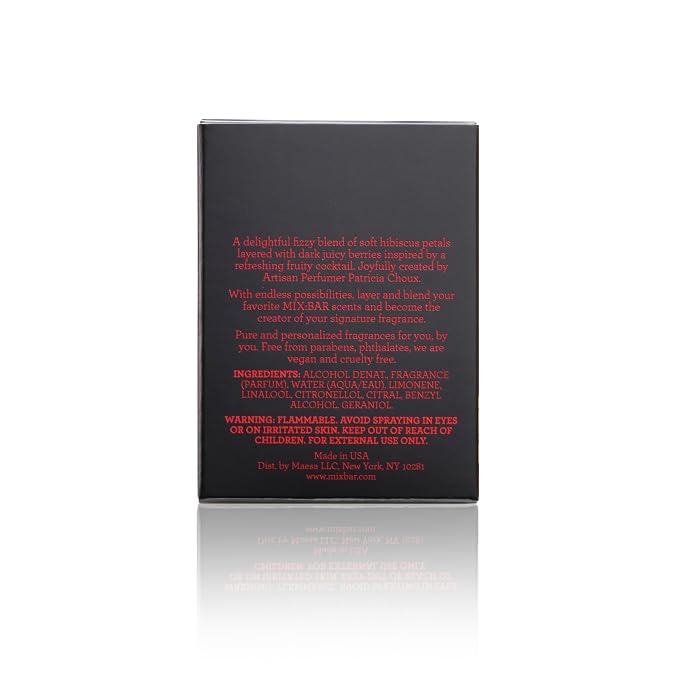 MIX:BAR Sparkling Hibiscus Perfume for Women - Bergamot, Hibiscus, Cashmere Musk, Champagne Bubble Fragrance Notes - Fruity Scent Eau de Parfum Spray Cologne - Bergamot Oil Hair Mist Perfume - 1.7oz