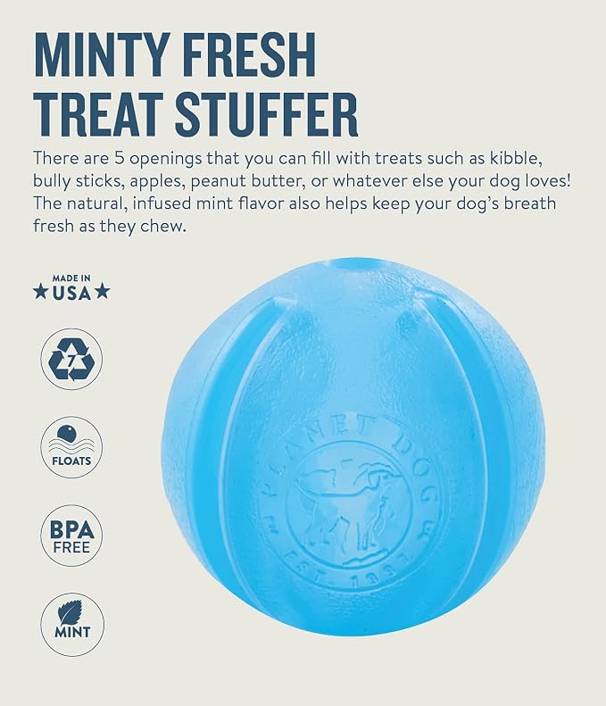 Outward Hound Guru Treat-Dispensing Puzzle Ball Dog Toy, Blue