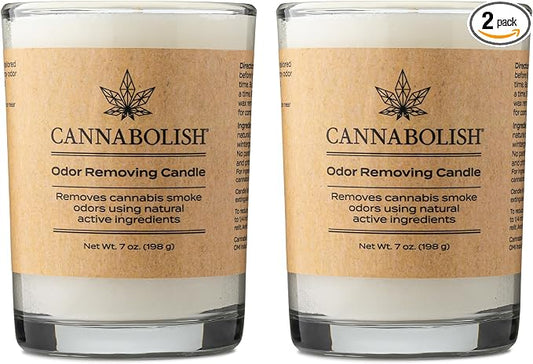 Cannabolish Smoke Odor Eliminating Candle, 7 oz, Natural Ingredients (Pack of 2)