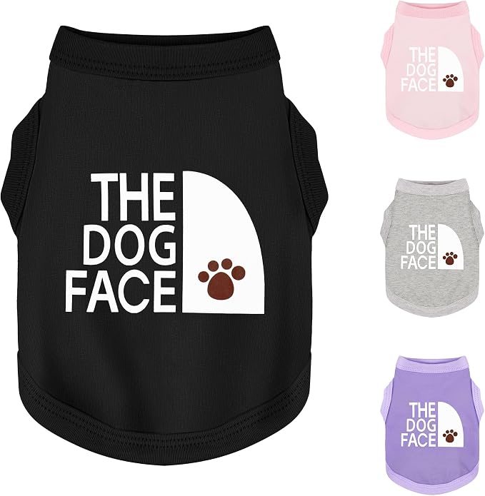 Personality Canine Attire: Soft, Lightweight Cotton Dog Clothes with 'The Dog Face' Print. Small and Medium Breeds, Perfect for Everyday Wear, Comfortable and Breathable Dog Shirt Black XS