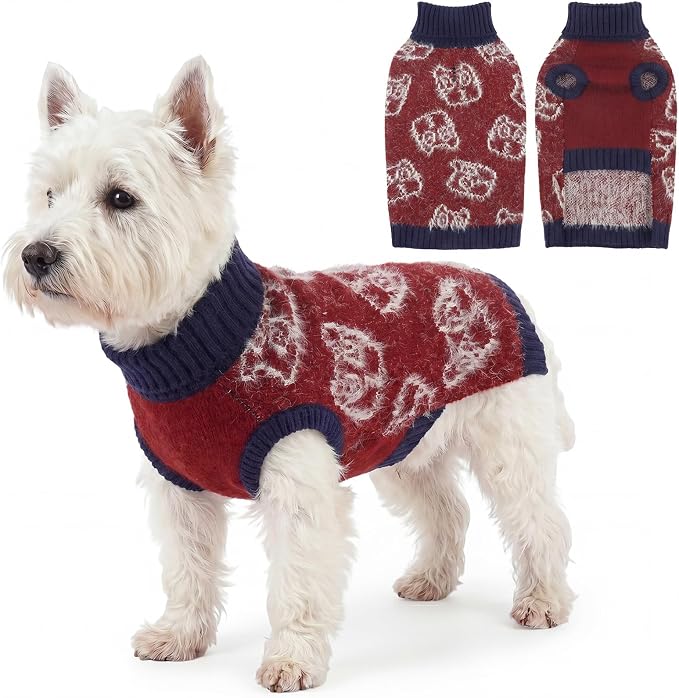IDOMIK Dog Knitted Sweater for Puppies Cats, Soft Stretchy Dog Sweater,XS | Sleeveless Pet Pullover with Leash Hole, Cozy Knitwear with Foldable Turtleneck, Warm Winter Dog Clothes for Small Pets