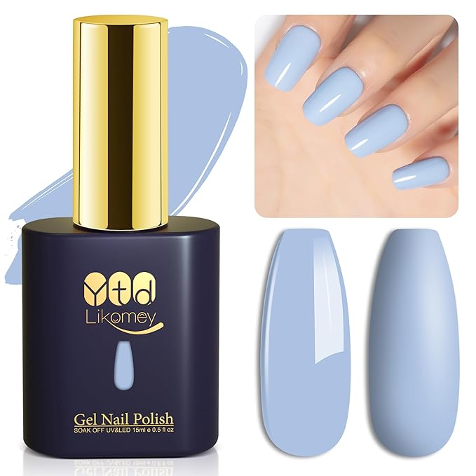 YTD Likomey Gel Nail Polish,15ml Light Blue Soak Off UV Nails Gel,Salon Home DIY Nail Art Manicure and Pedicure Gel Varnish,CS440
