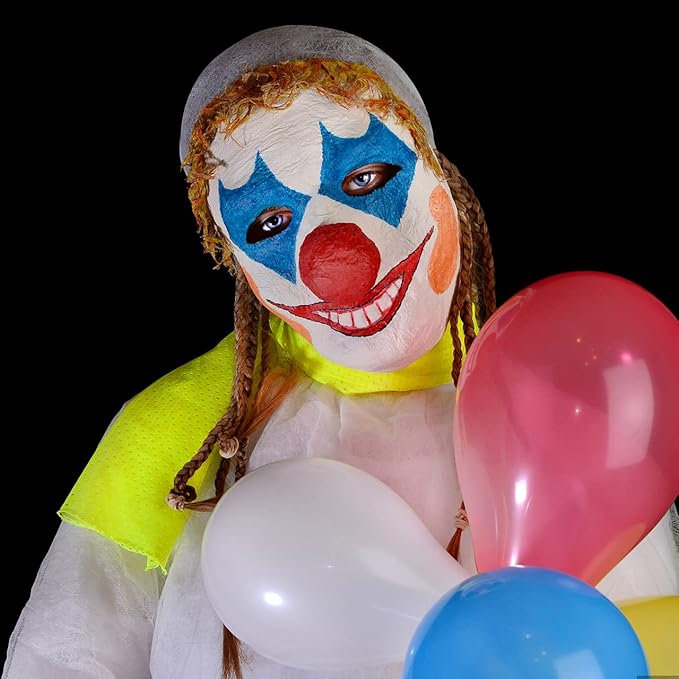CCbeauty Clown Makeup Kit, Pro Large White(1.9Oz) Blue Red Face Body Paint Cream+Setting Powder+Red Nose+3 Brushes+5 Sponges, All-in-one for Joker Halloween Special Effects SFX Cosplay Costume Parties