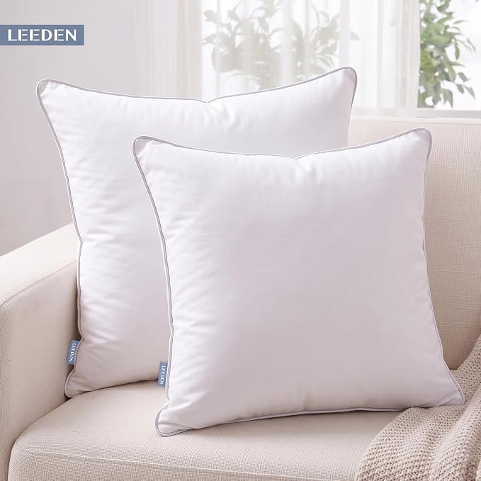 Leeden 16x16 Pillow Inserts Set of 4-16 Inch Square Decorative Pillow Insert, Soft Fluffy Couch Pillow Forms for Home Decor, White 4 Pack Cushion Inserts