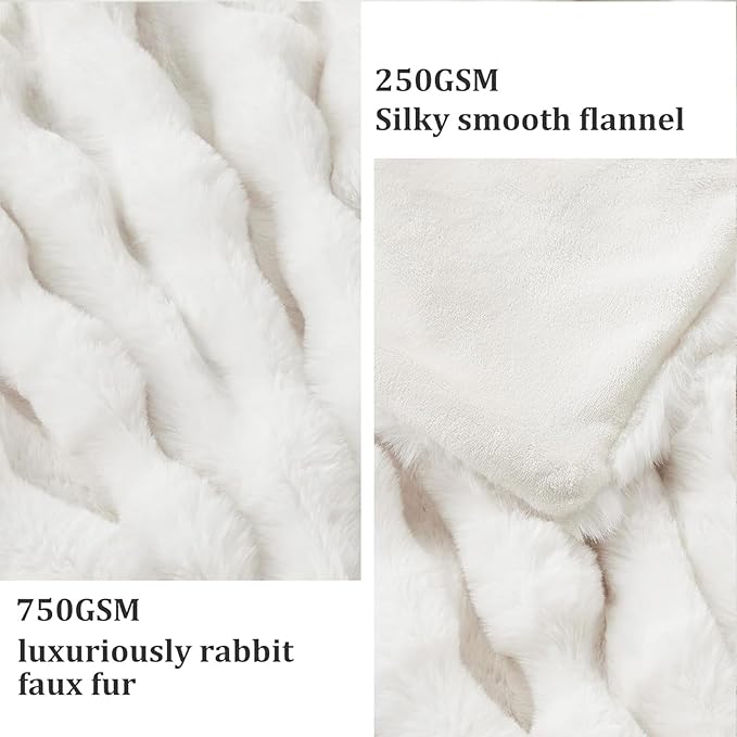 Faux Fur King Blanket for Couch, 1000 GSM Cozy Fuzzy Fluffy Soft Plush Thick Bubble Sherpa Blanket for Sofa Bedroom Living Room, Mothers Day Birthday Gifts for Women Home Decor
