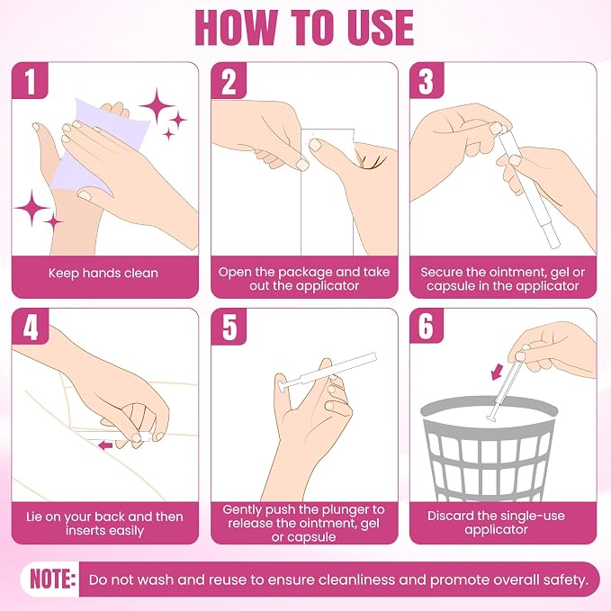 100 PACK Disposable Vaginal Suppository Applicator for Women, Fits Most Lubricants Creams Gels Pills Tablet Suppositories, Threaded End, Soft & Small Tip, with Dosage Markings, Individually Wrapped