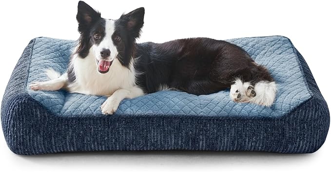 JOEJOY XL Orthopedic Dog Beds Large Sized Dog, Extra Thick Supportive Big Dogs Couch Bed with Sides, Ultra Soft Pet Bed Sofa for Large Dogs, Blue, 38''x28''