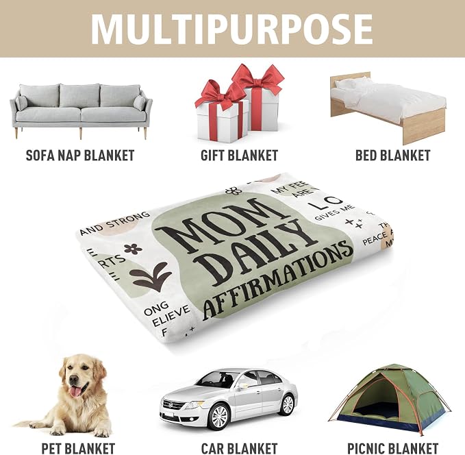 BaubleDazz New Mom Gifts Blanket, Mom Daily Affirmations(50" x 60") | Postpartum Pregnancy Gifts for First Time Moms, Mommy to Be, Mama, New Mom Essentials, Birthday Gifts for Mom