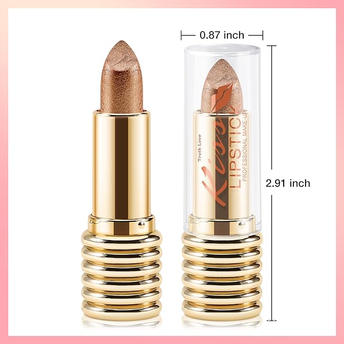 Boobeen Glitter Lipstick for Women Metallic Lip Stick Sparkling Shine Lip Makeup, Bold Smooth Lip Color High Pigment Long Lasting, Creamy Lipstick Full Coverage