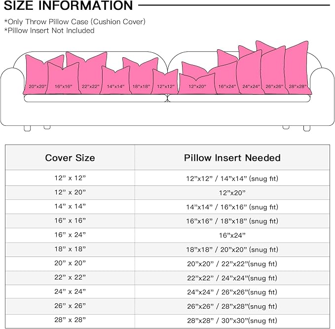 OTOSTAR Linen Throw Pillow Cover Set of 1 Decorative Square Pillowcases Cushion Covers 18x18 Inch for Home Decor Sofa Bedroom Car 45 x 45CM Rose Pink