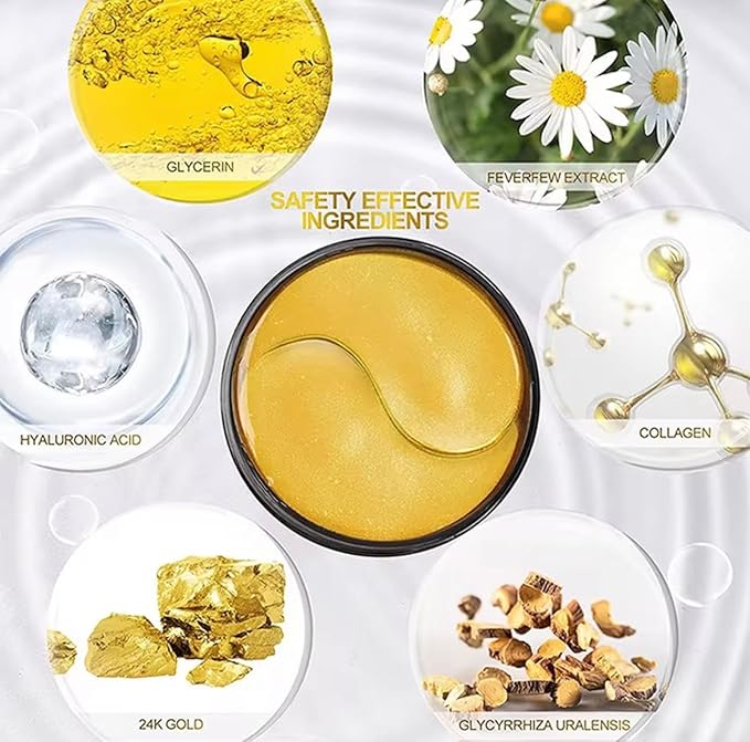 LUXURY GOLD UNDER EYES PATCHESLuxury, Hydrating Eye Mask Treatment with Natural Ingredients, 30 Pairs