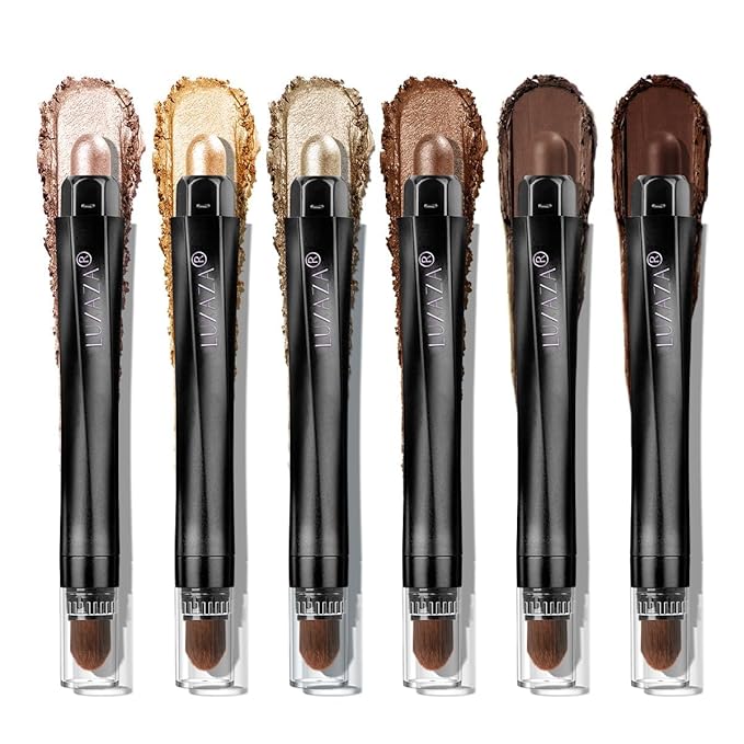 Classic 6PCS Neutral Eyeshadow Stick Makeup Set, Matte Cream Eye Shadow Eyeliner Brightener Pencil Crayon - Golden Amber