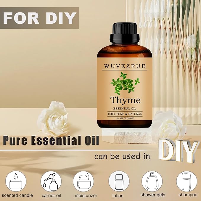 Thyme Essential Oil 240ML, 100% Pure and Natural for Aromatherapy Diffuser - 8 Fl Oz