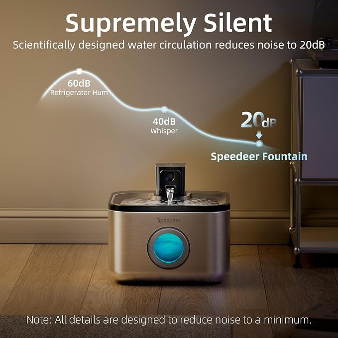 Wireless Cat Water Fountain Stainless Steel, 135oz/4L | Cordless Design, Motion Sensor, 4000mAh Battery Operated Pet Fountain, 3 Water Modes, 20dB Quiet Pump, Multi-Filtration