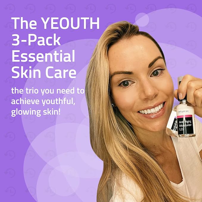 YEOUTH Valentine's Day Skin Care Set | Hyaluronic Acid Serum with Vitamin C | Face Toner | Face Moisturizer | Skincare Kit for Hydrating and Smooth Looking Skin | Facial Gift Set 3-Piece