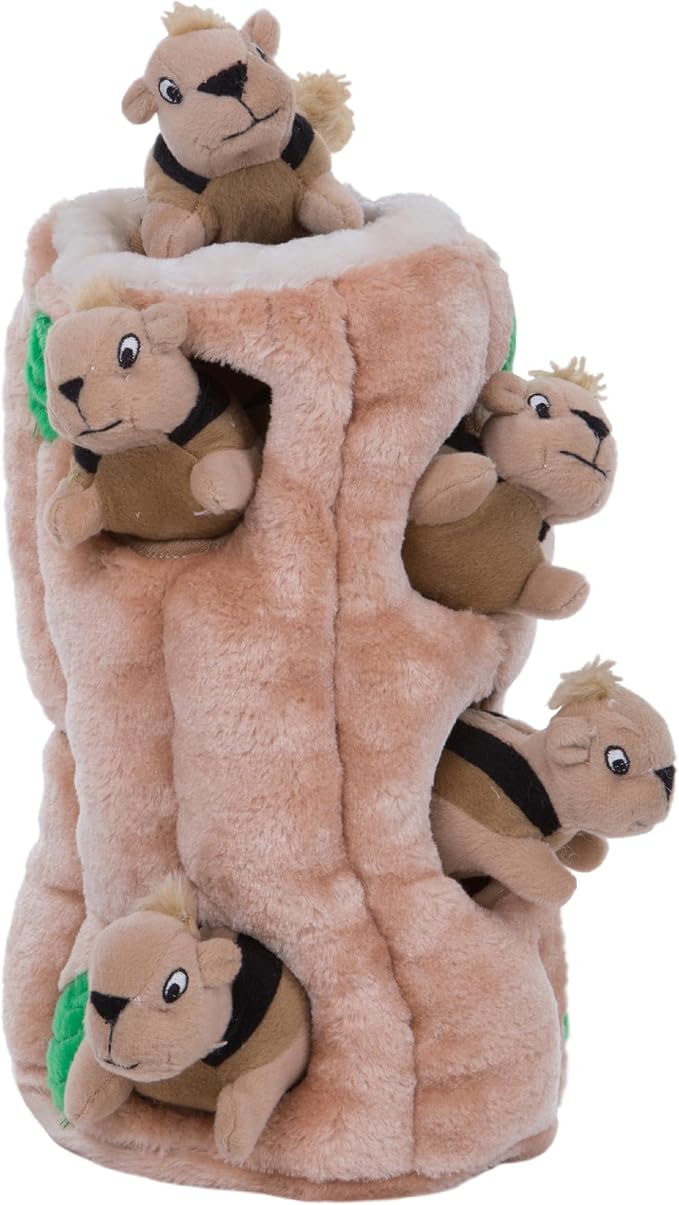 Outward Hound Hide-A-Squirrel Plush Squeaky Dog Toy, XL, 7" x 11.8" | Hide-n-Seek Puzzle, 6 Removable Squirrels, Fetch Play, Interactive Enrichment, Boredom Buster, Light Chewers, Dogs & Puppies